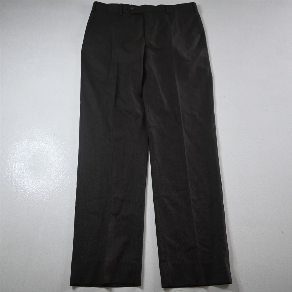 Vitale Barberis 32x32 Brown Birdseye‎ Revenge Wool Straight Dress Mens Pants